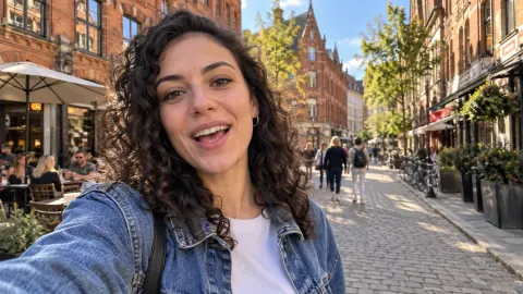 Vlogger speaking to camera